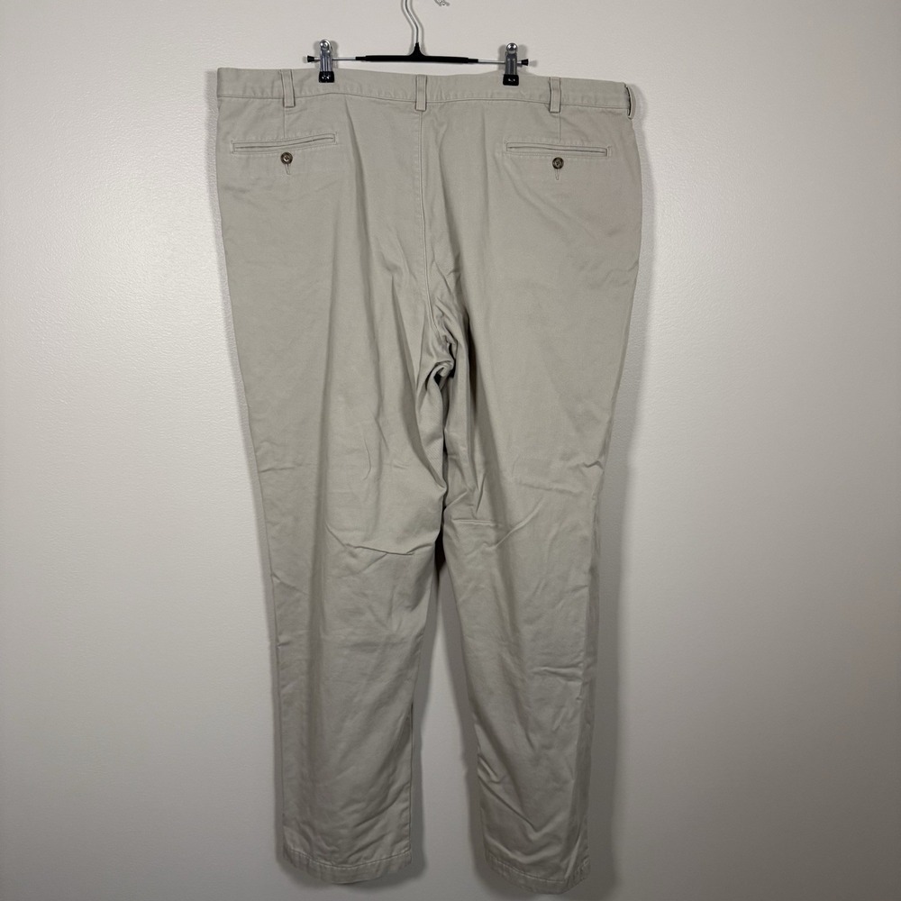 LL Bean Mens 46x36 Khaki Beige Double L Natural Fit Plaid Fleece Lined Pants - Picture 3 of 13